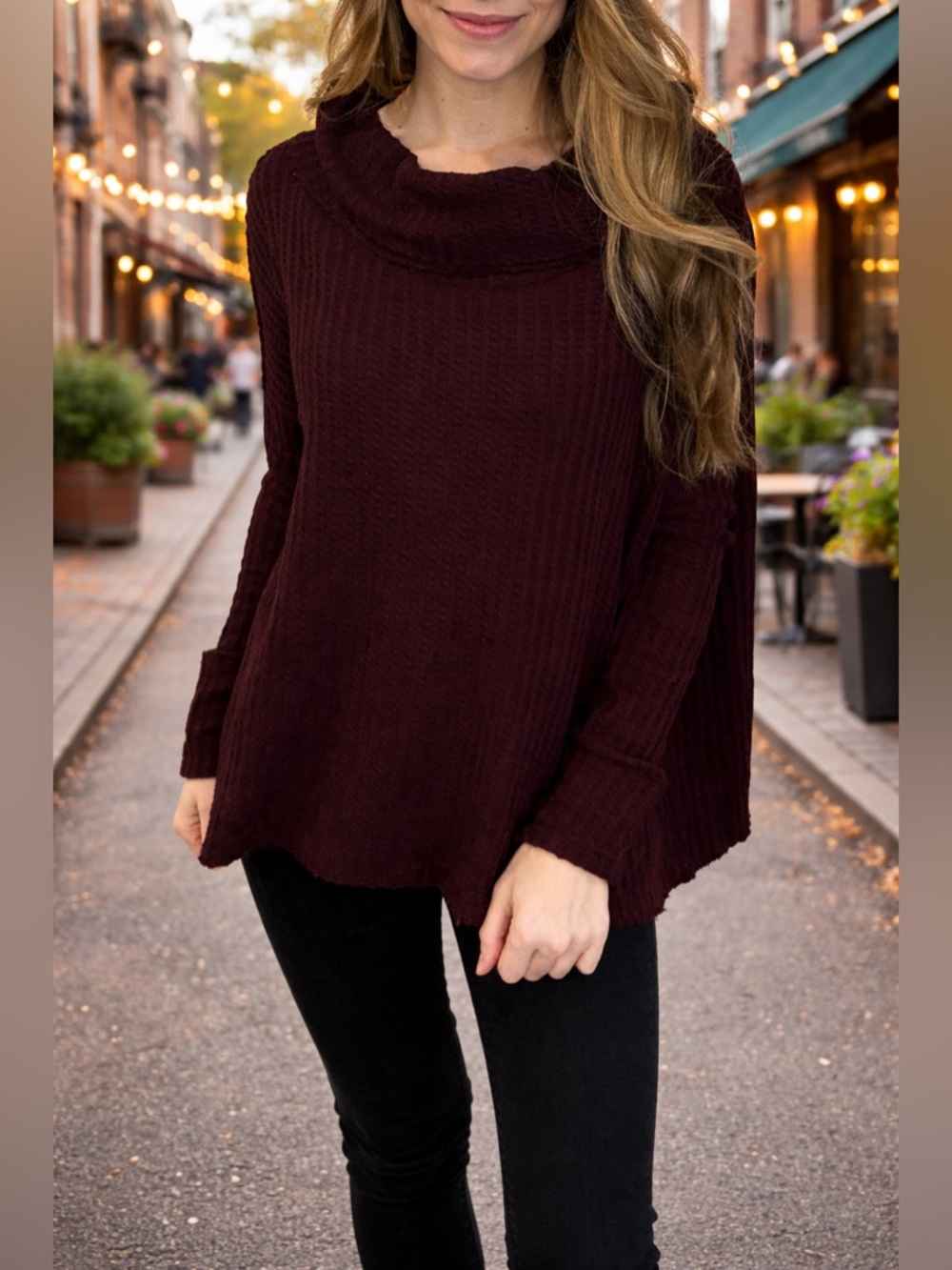 Free People Sweater Juicy Date Night Waffle Knit Slouchy Women’s Size XS NWT